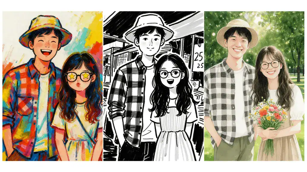 似顏繪還有細分很多風格，將人像插畫玩到極致就是似顏繪充滿魅力的地方。