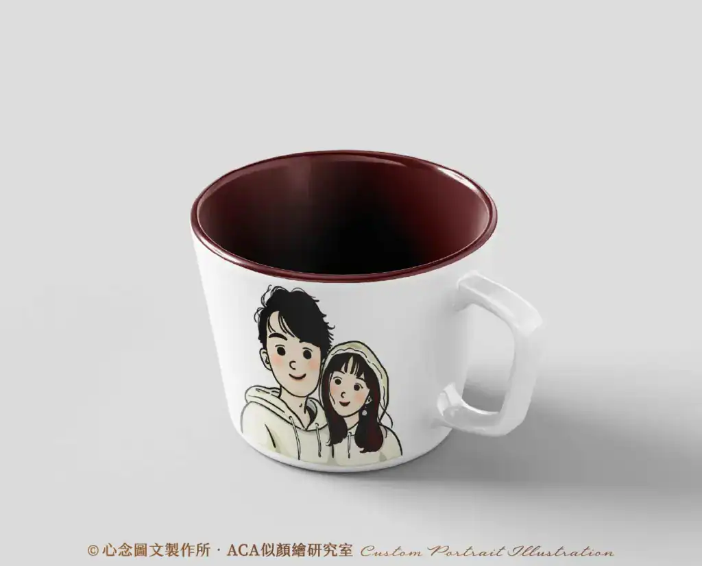 彩色豆豆眼畫風情侶似顏繪客製馬克杯