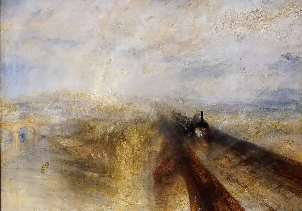 對角線構圖示意圖。威廉·透納 J. M. W. Turner《雨、蒸氣與速度》1844 年